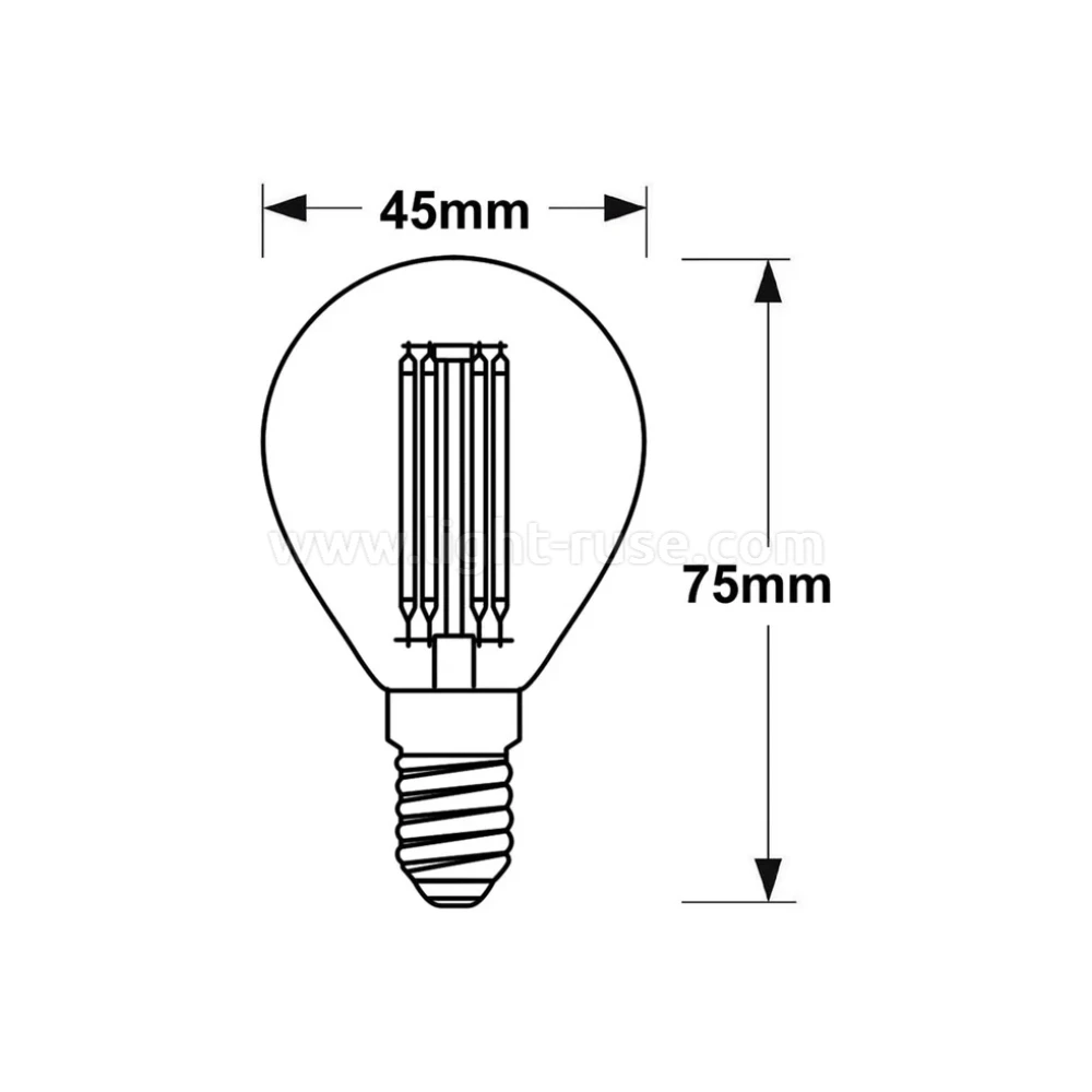 Размери на LED крушка Vito Ledisone-2 G45 4W E14