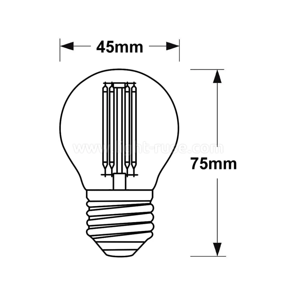 Размери на LED крушка Vito Ledisone-2 G45 4W E27