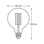 Размери на LED крушка Vito Ledisone-2 G95 8W E27
