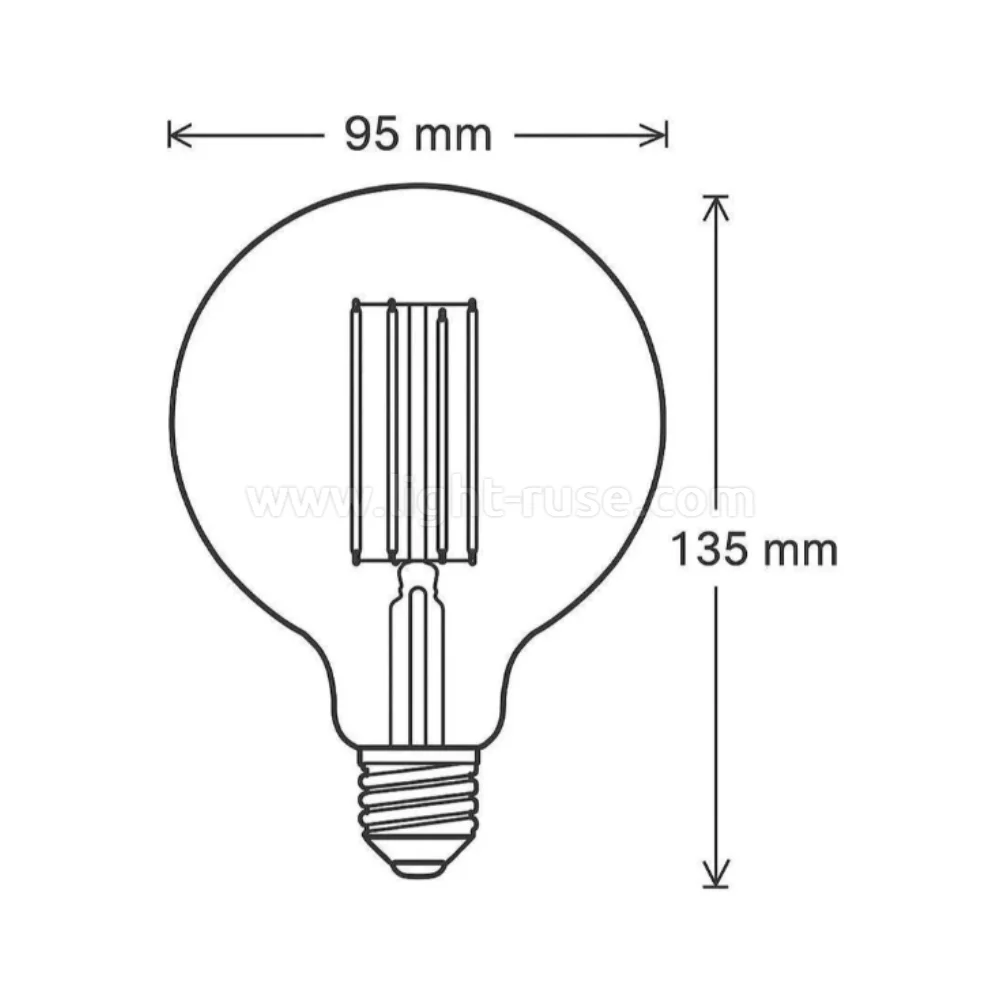 Размери на LED крушка Vito Ledisone-2 G95 8W E27